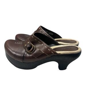 Bass Y2K Beale Leather Mule Clog Women's Size 8.5 Brown Platform Contrast Stitch
